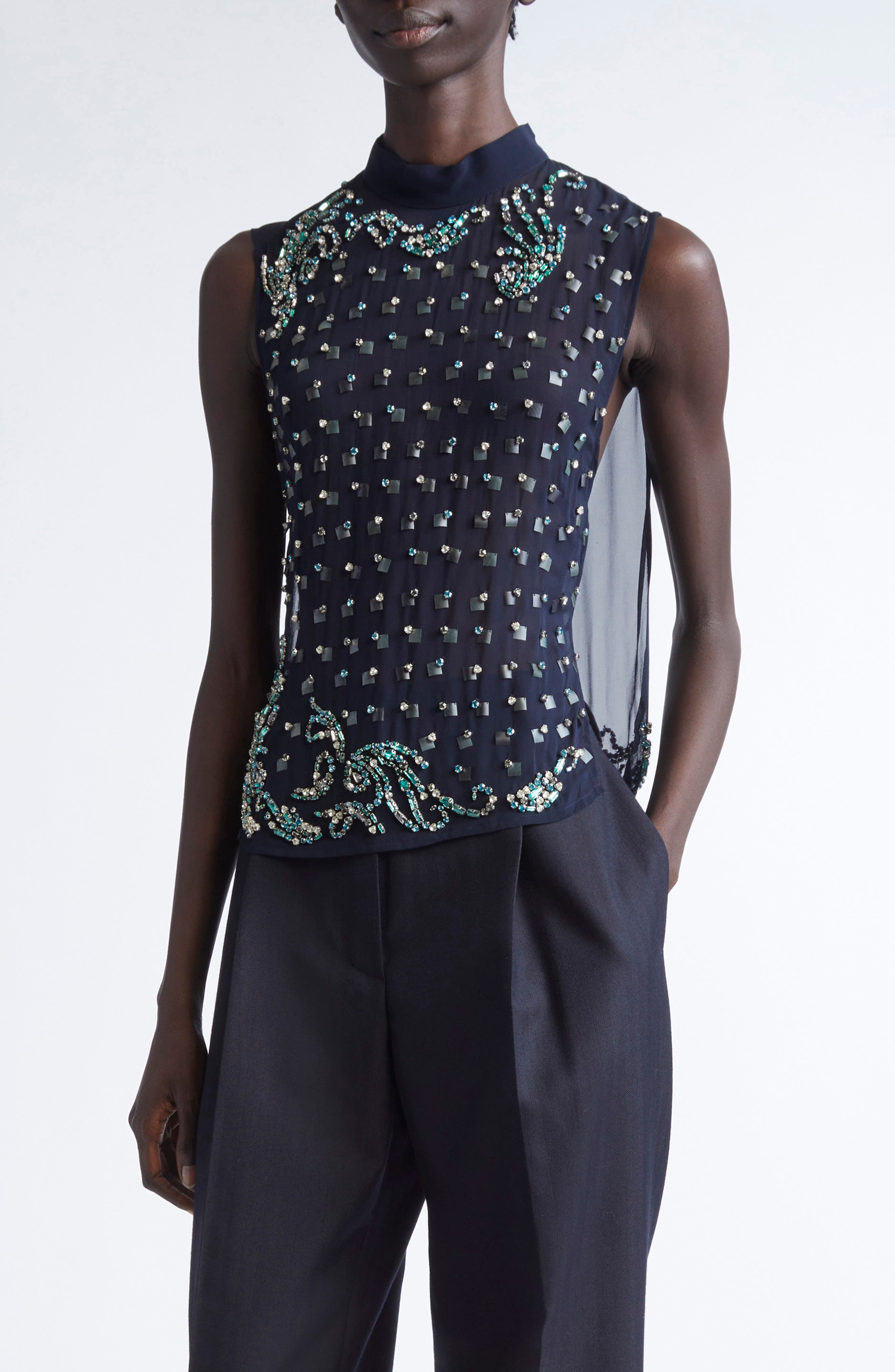Carmasa Crystal Embellished Sleeveless Top