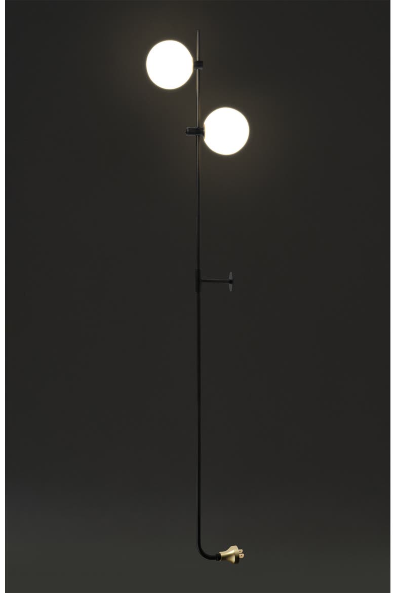 Equinox 62" LED Modern Sconce Wall Lamp with Glass Globe Shades, Alternate, color, Classic Black