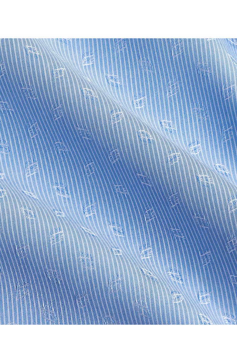 David Donahue Trim Fit Geometric Print Cotton Dobby Dress Shirt, Alternate, color, Sky