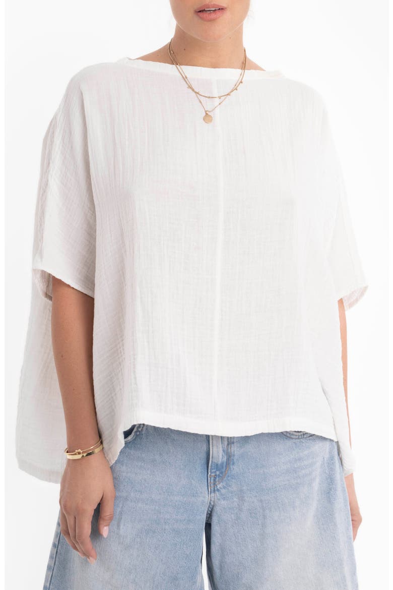 Square Gauze Top, Alternate, color, White