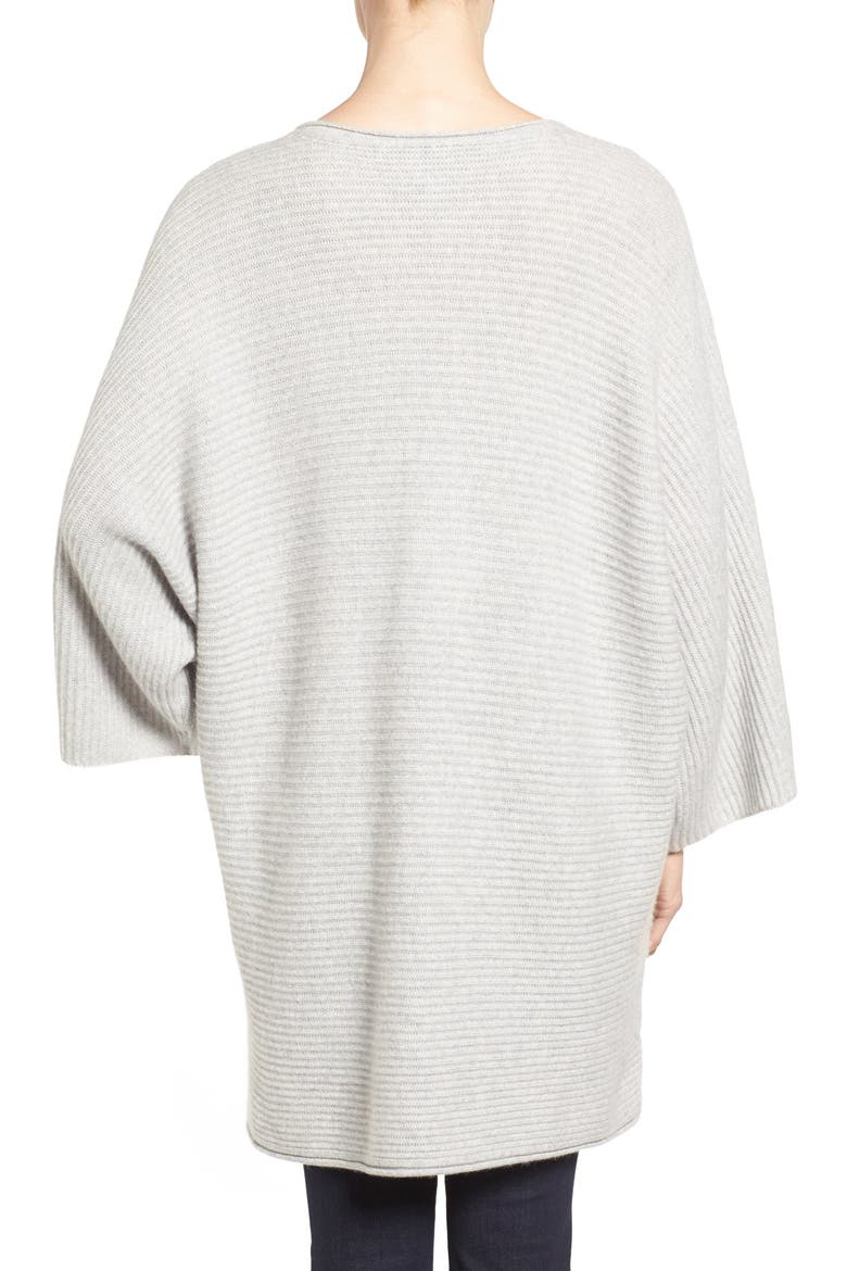 Ribbed Cashmere Poncho, Alternate, color, GREY SOFT HEATHER