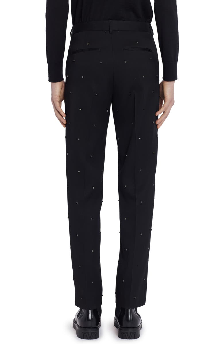 Valentino Garavani Rockstud Wool Pants, Alternate, color,