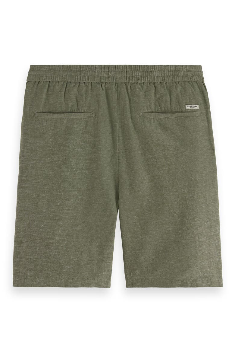 Flat Front Slub Cotton & Linen Twill Drawstring Bermuda Shorts, Alternate, color, ARMY