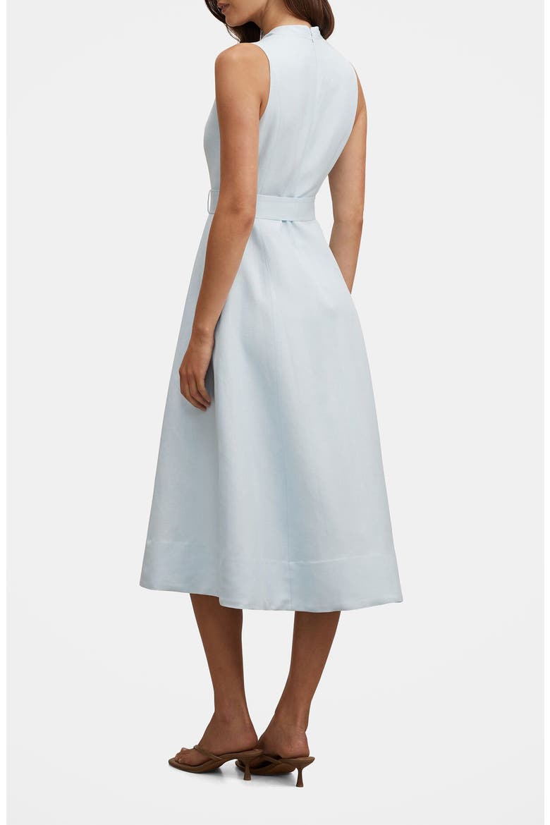 Vanessa Belted V-Neck Linen Blend Midi Dress, Alternate, color, COOLING SPRAY