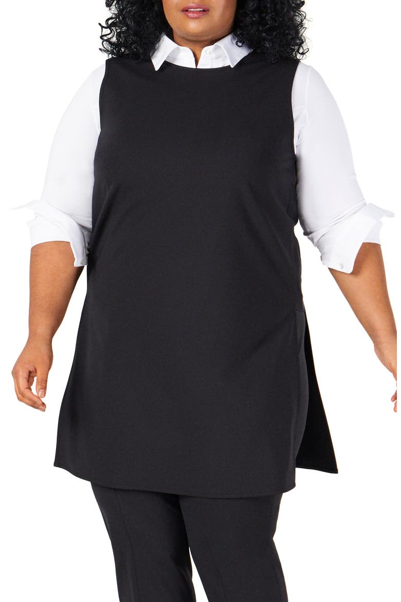 Combo Stretch Virgin Wool Tunic, Main, color, BLACK