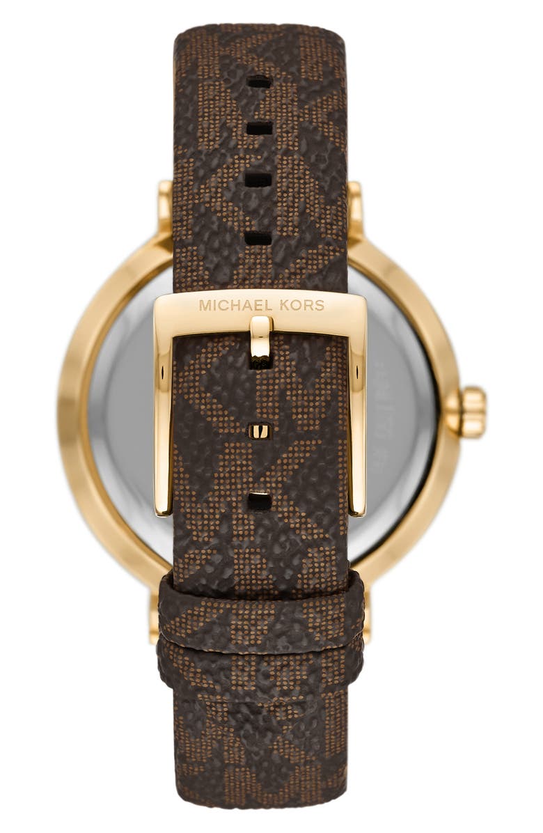 Michael Kors Addyson 3-Hand Quartz Monogram Strap Watch  display picture 2