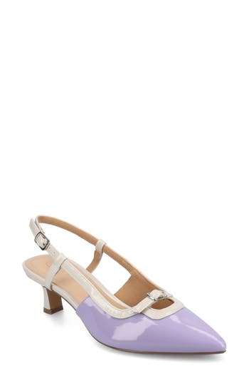 Shop Journee Collection Padma Slingback Kitten Heel Pump In Lilac Patent