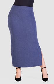 24seven Comfort Apparel Rib Midi Skirt