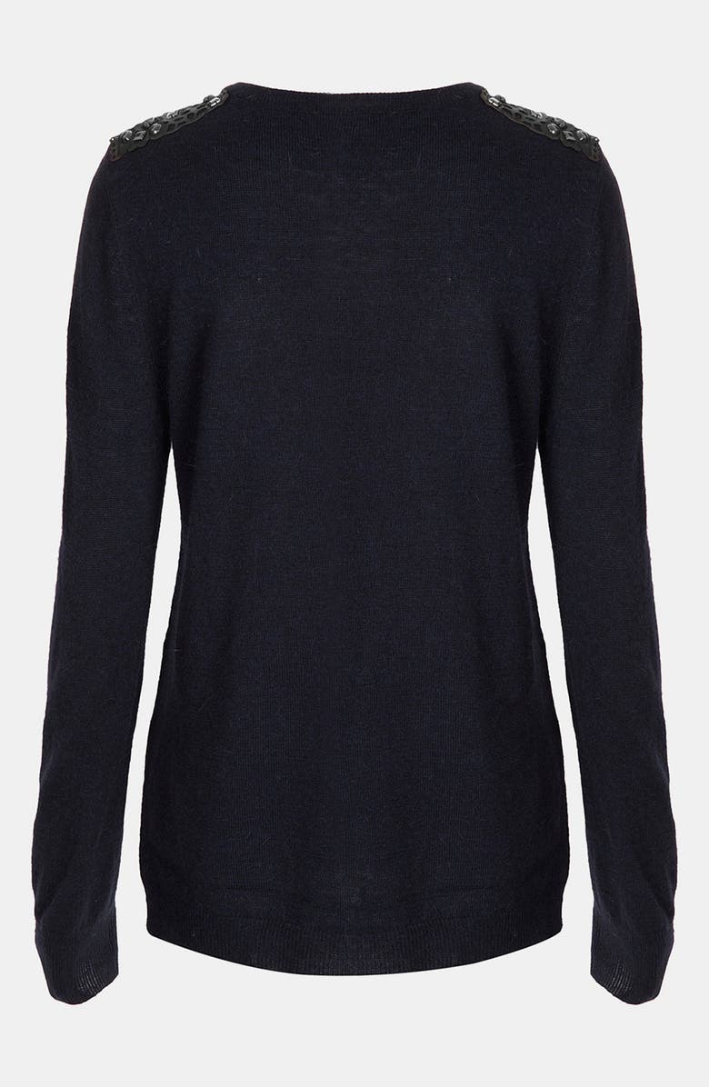 Topshop Embellished Shoulder Sweater, Alternate, color, 