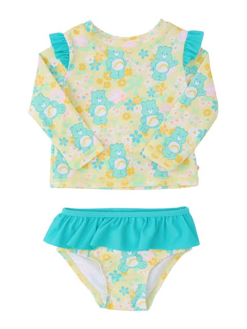 Care Bears Flutter Long Sleeve Rash Guard Skirted 2-piece Swimsuit (baby, Toddler, Little Kid)