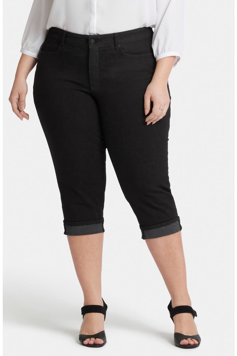 Marilyn Cool Embrace® Cuff Crop Straight Leg Jeans, Main, color, BLACK