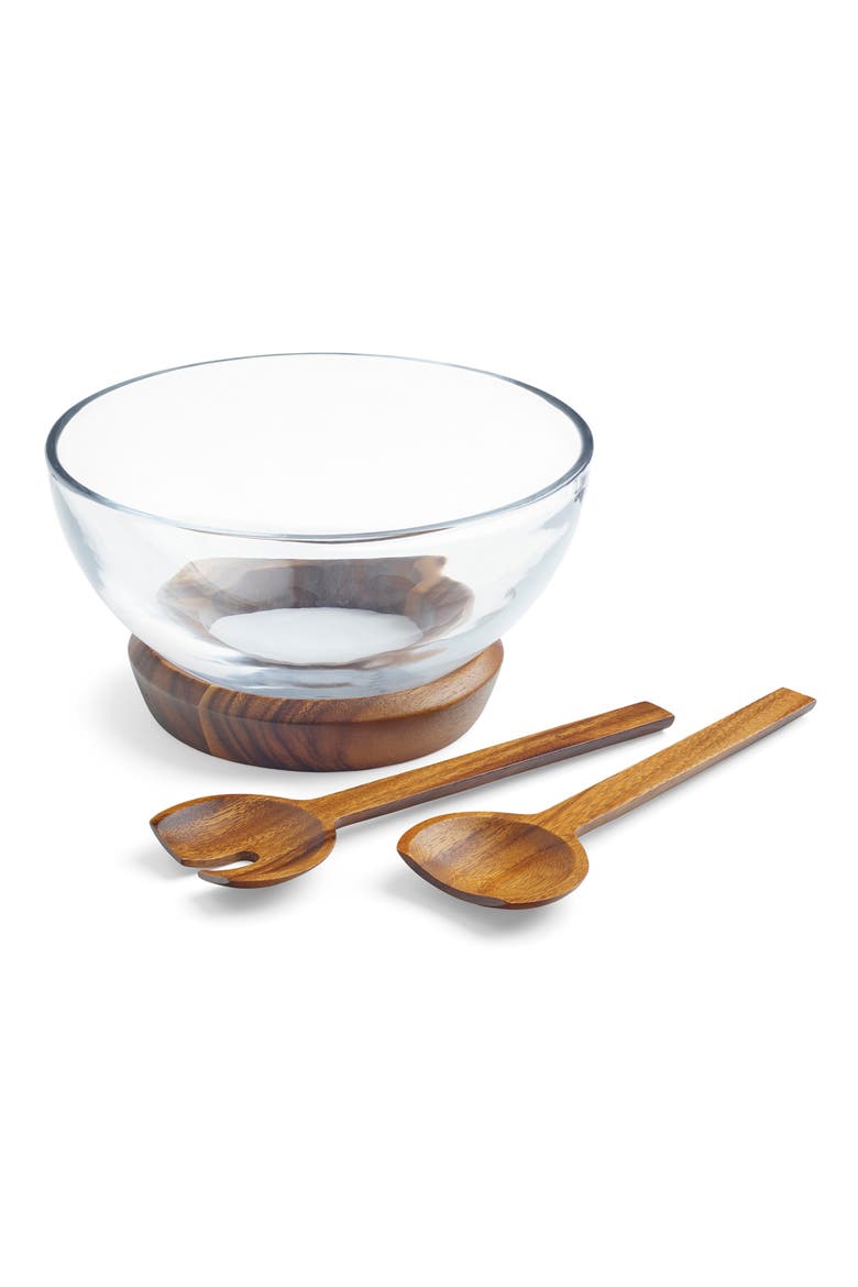 Cooper Salad Bowl & Servers Set, Main, color, BROWN
