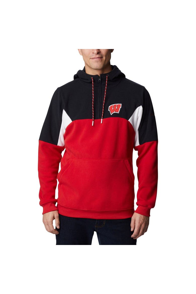Men's Columbia Red Wisconsin Badgers Lodge Quarter-Zip Hoodie, Main, color, Red