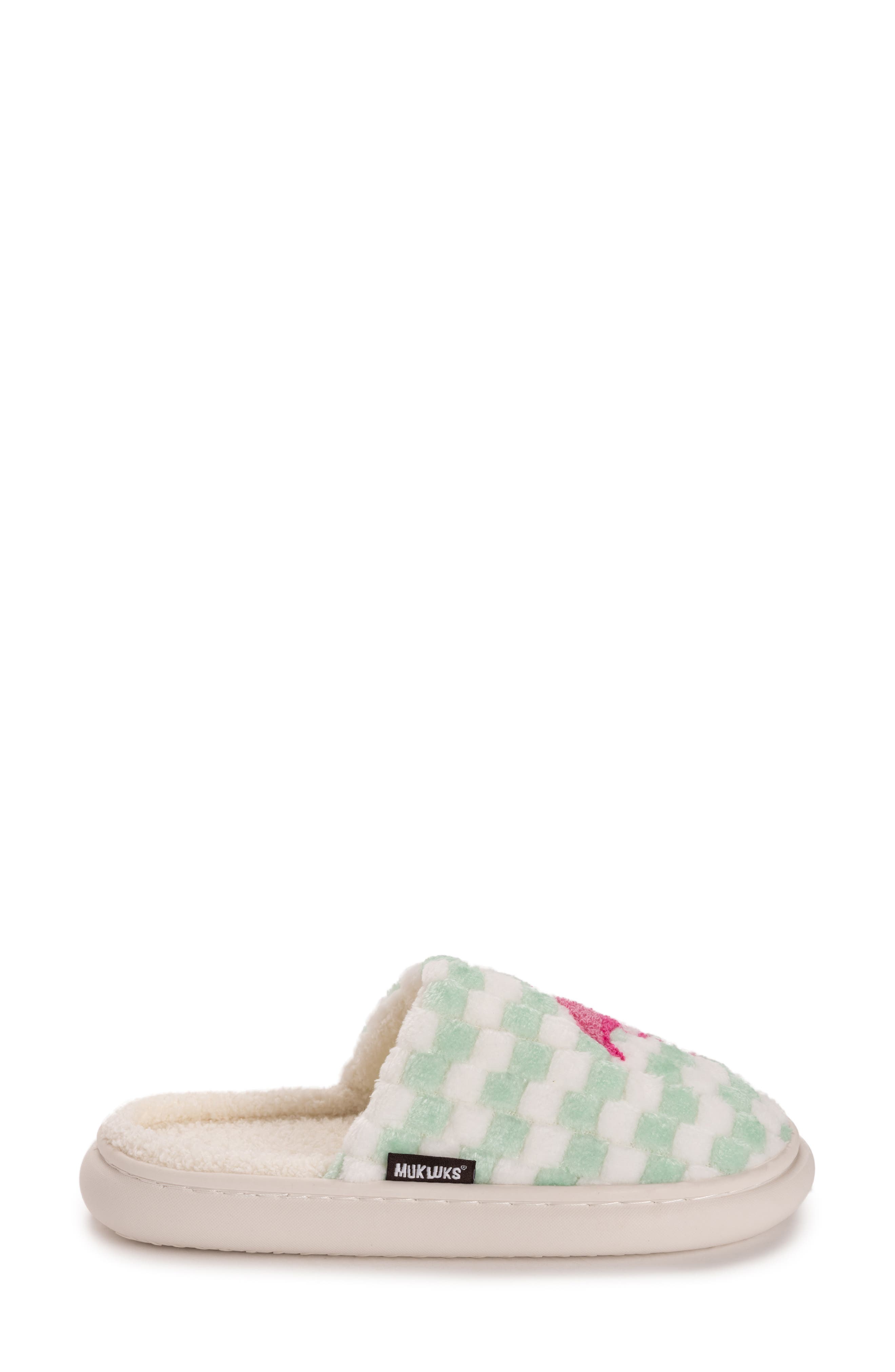 MUK LUKS Joss Faux Shearling Lined Slipper, Alternate, color, Mint Flamingo