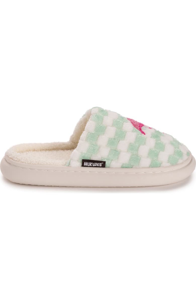 MUK LUKS Joss Faux Shearling Lined Slipper, Alternate, color, Mint Flamingo