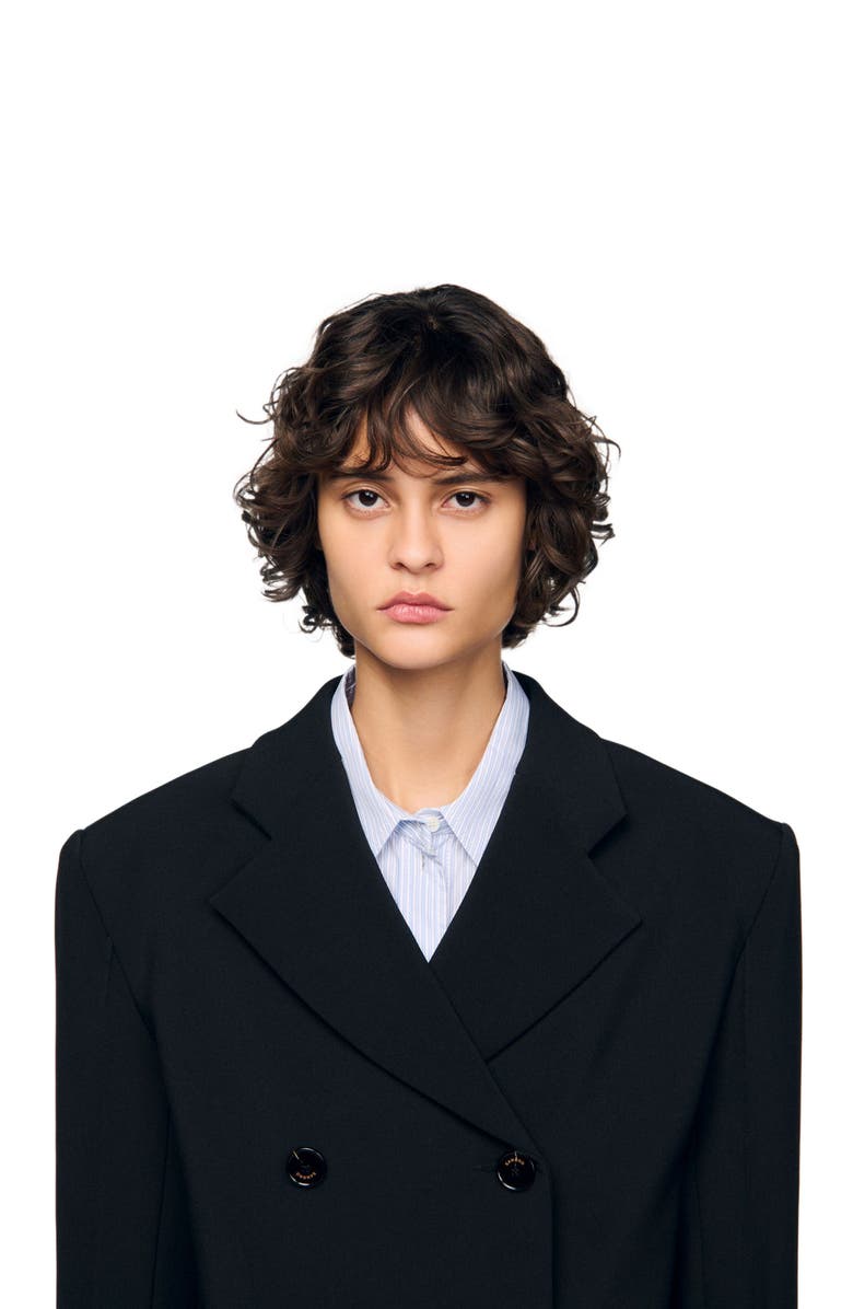 SANDRO Crossed tailored jacket, Alternate, color, Black