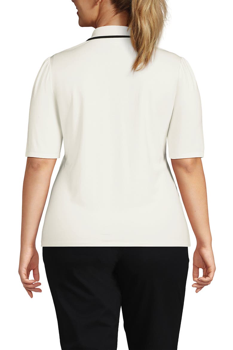 Elbow Sleeve Lightweight Jersey Embellished Polo, Alternate, color, Ivory/Black