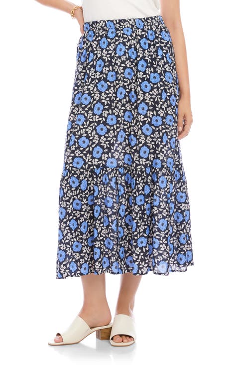 Floral Front Slit Midi Skirt (Petite)