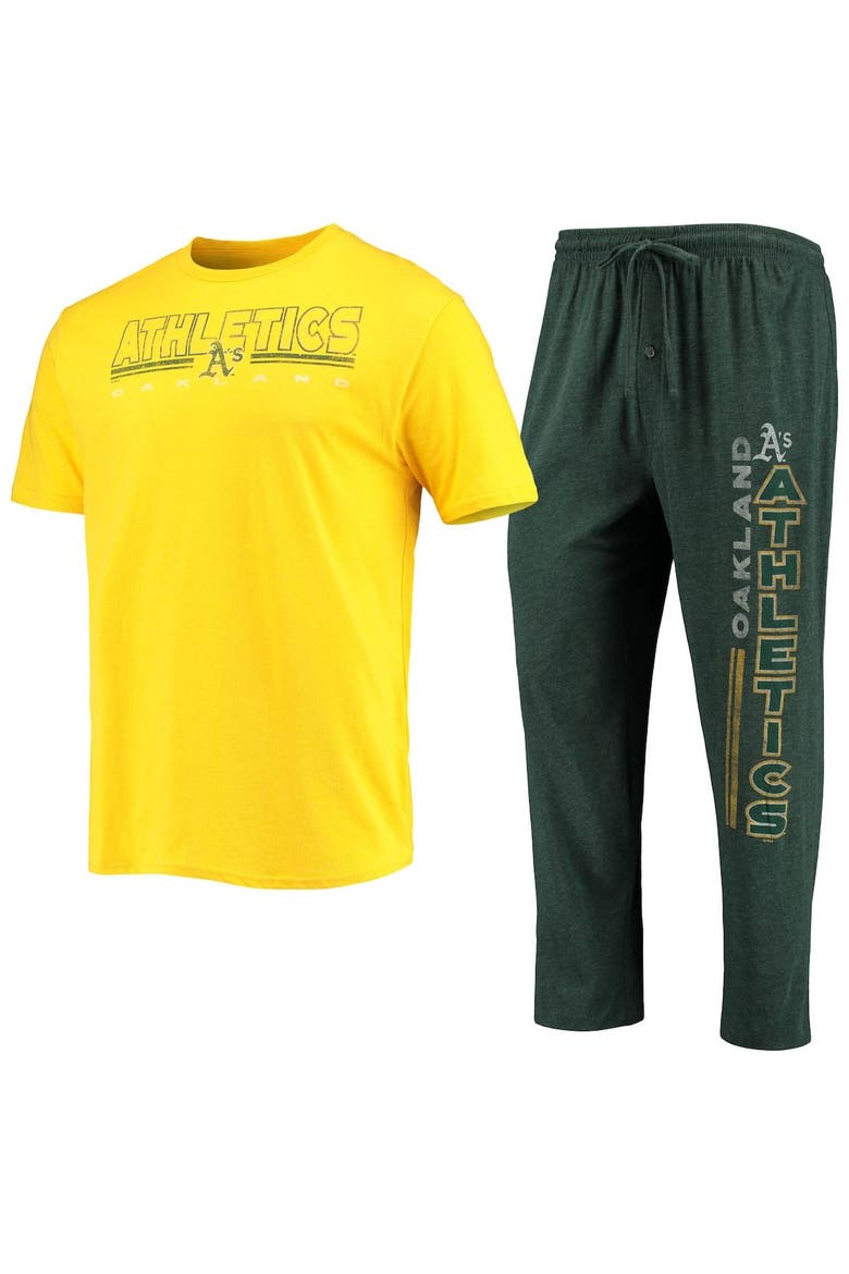 Men's Concepts Sport Green/Gold Oakland Athletics Meter T-Shirt and Pants Sleep Set, Alternate, color, Green