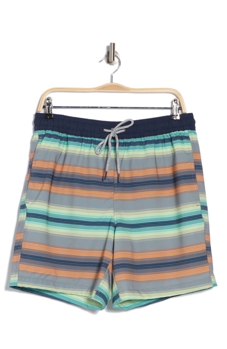 Rainforest Stripe Comfort Liner Swim Shorts, Alternate, color, Green/Orange