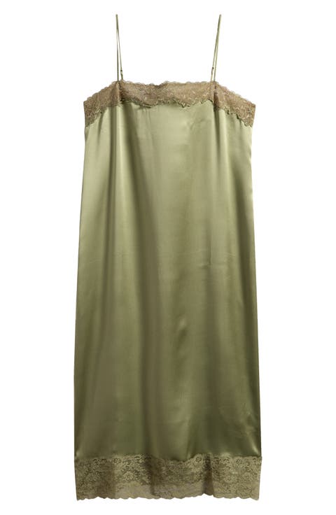 Mackenzie Lace Trim Silk Dress