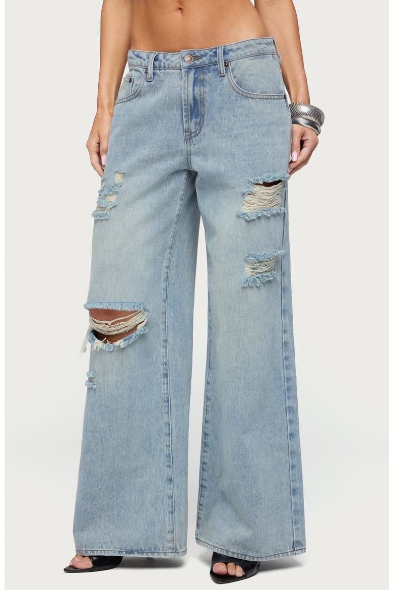 Ellah Distressed Low Rise Baggy Jeans, Main, color, LIGHT-BLUE-WASHED
