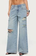 EDIKTED Ellah Distressed Low Rise Baggy Jeans