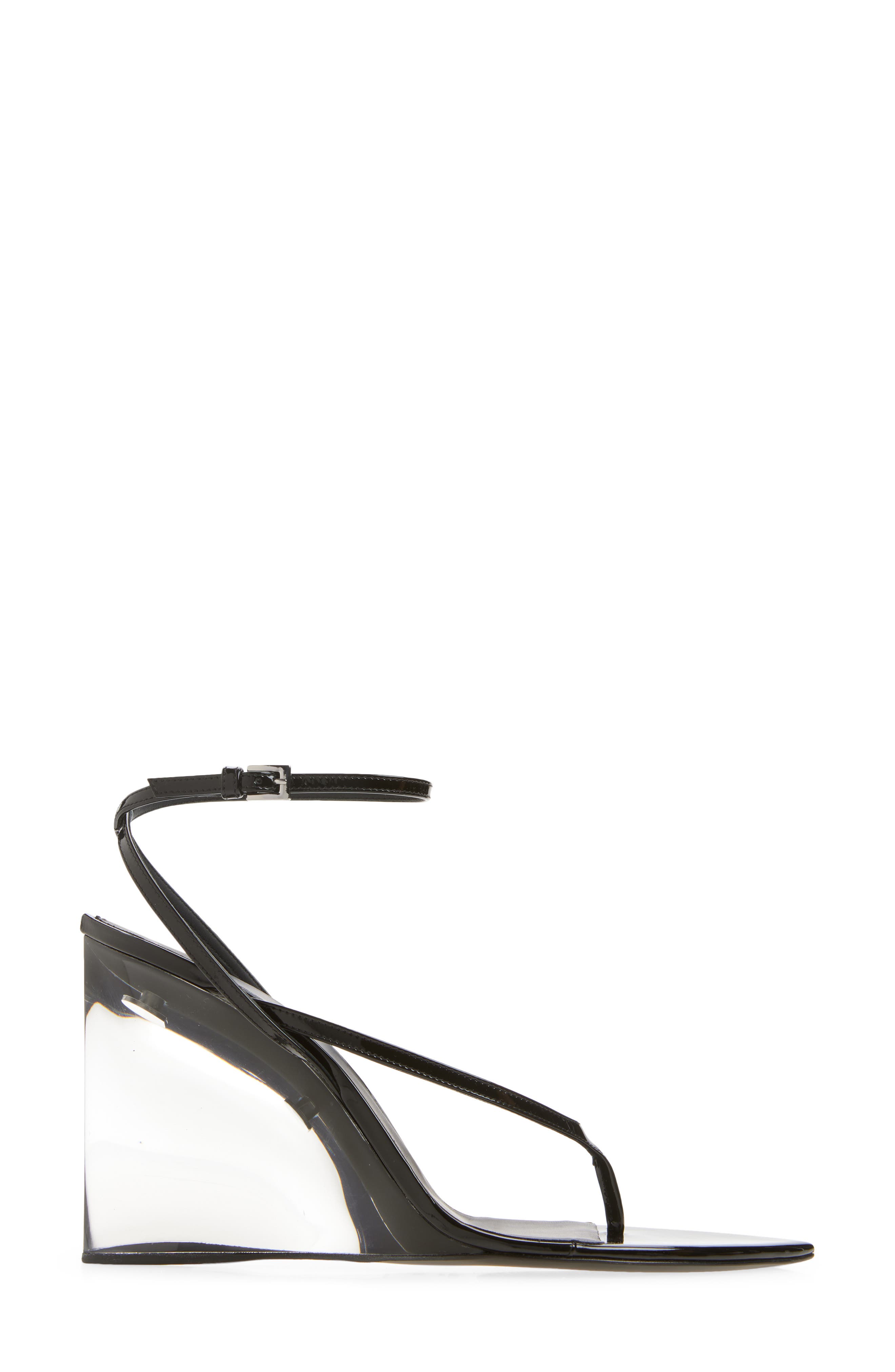 Alaïa Invisible Wedge Ankle Strap Sandal, Alternate, color, Noir