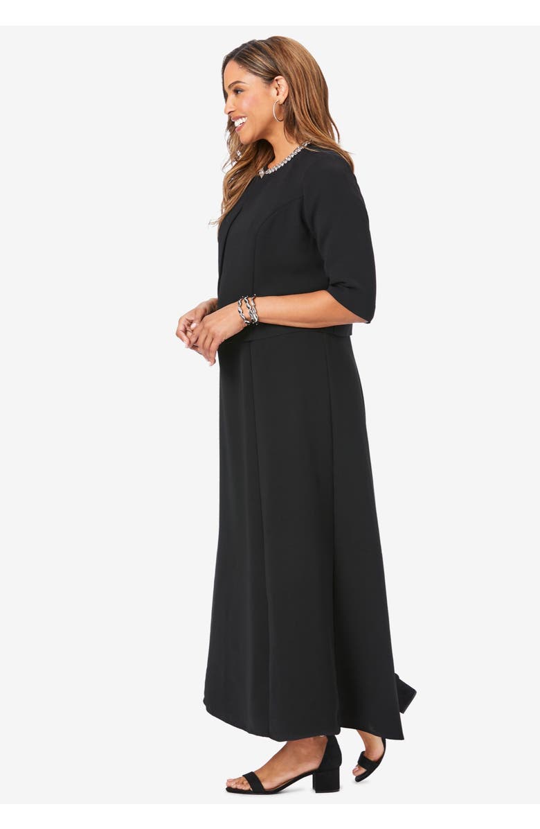 Jessica London 2-Piece Beaded Jacket Dress, Alternate, color, Black Beaded Neck