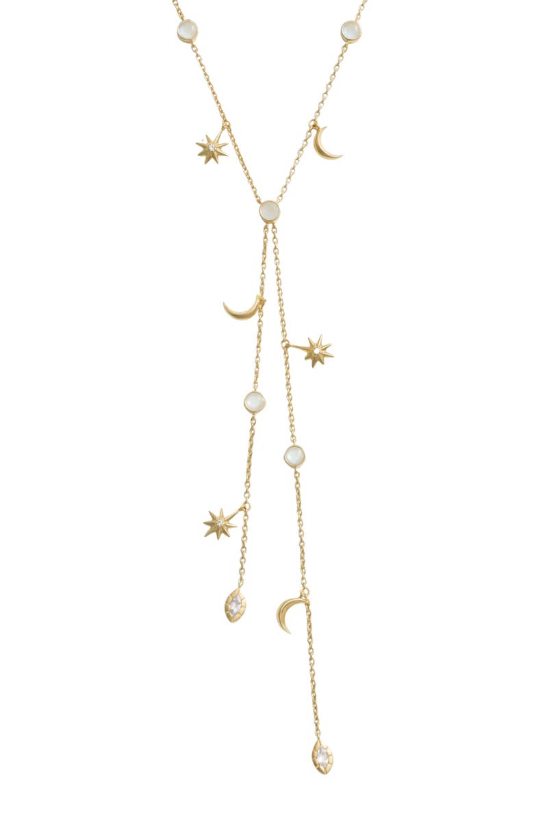 Awe Inspired Midnight Reflection Lariat Necklace, Main, color, 14K Gold Vermeil
