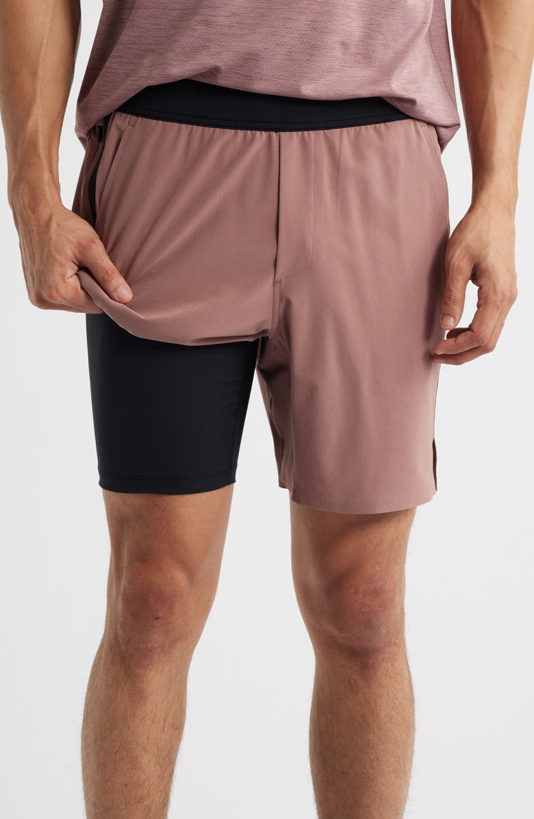 TEN THOUSAND Interval Lined Training Shorts, Alternate, color, Rose Taupe