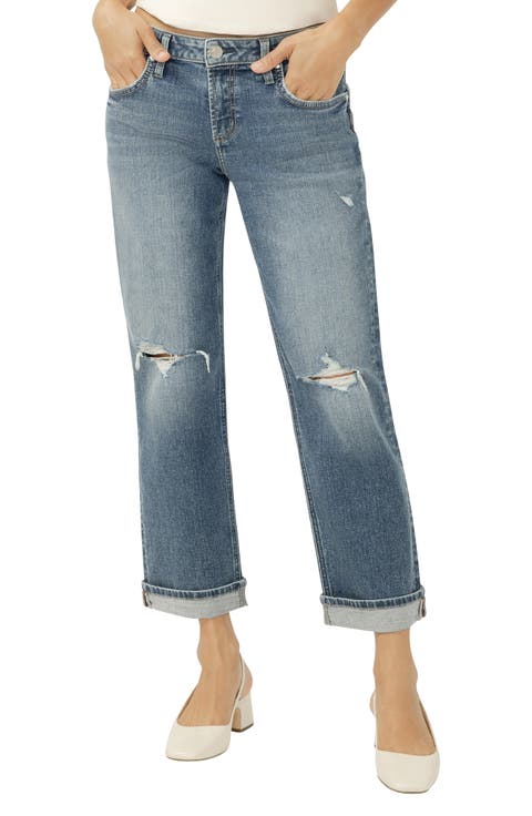 Chelsea Ripped Boyfriend Ankle Straight Leg Jeans (Malabar)