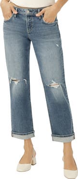 Silver Jeans Co. Chelsea Ripped Boyfriend Ankle Straight Leg Jeans