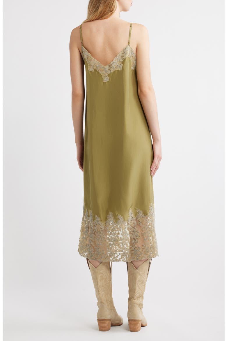 The Legacy Lace Detail Silk Slipdress, Alternate, color, LIGHT OLIVE/ CREAM