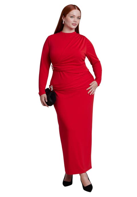 Hardware Detail Draped Jersey Maxi Dress (plus)