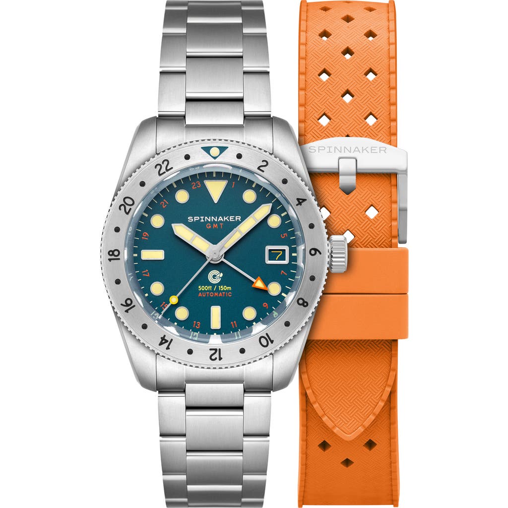 Spinnaker Croft Gmt Automatic Bracelet & Rubber Strap Watch, 39mm In Blue