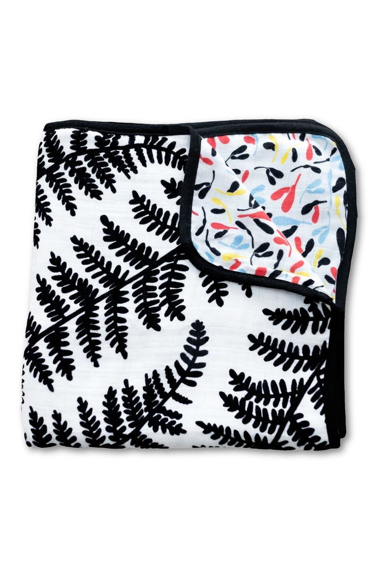 Plant Sensory Reversible 3-Layer Organic Cotton Muslin Blanket, Main, color, PLANT PRINT MIXED