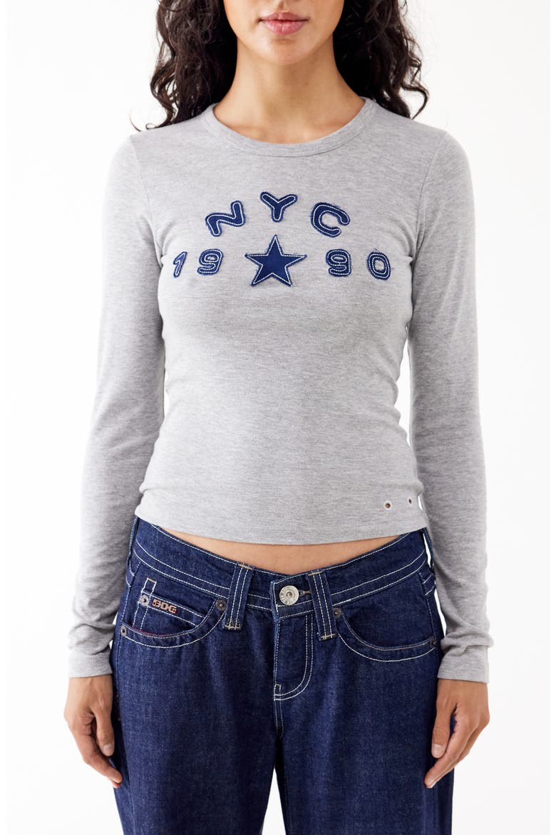 NYC 1990 Appliqué Cotton Graphic T-Shirt, Main, color, GREY MARL