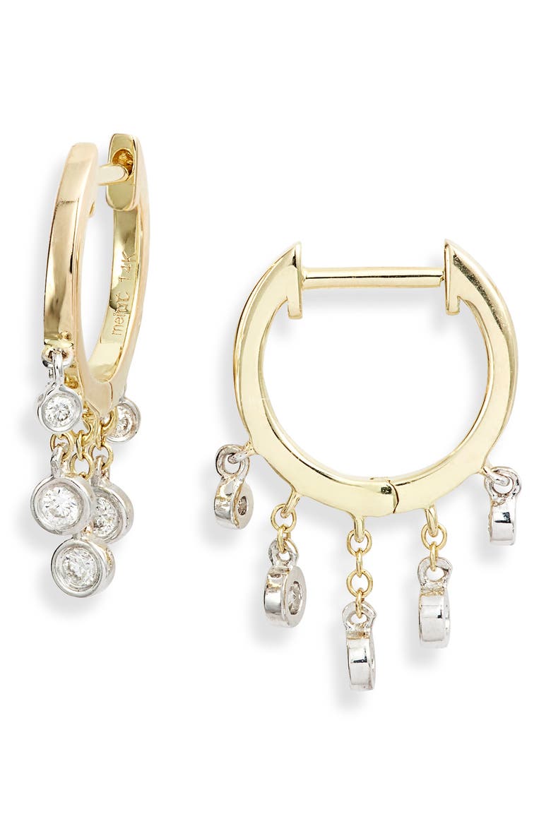 Diamond Fringe Hoop Earrings, Main, color, YELLOW GOLD/ DIAMOND