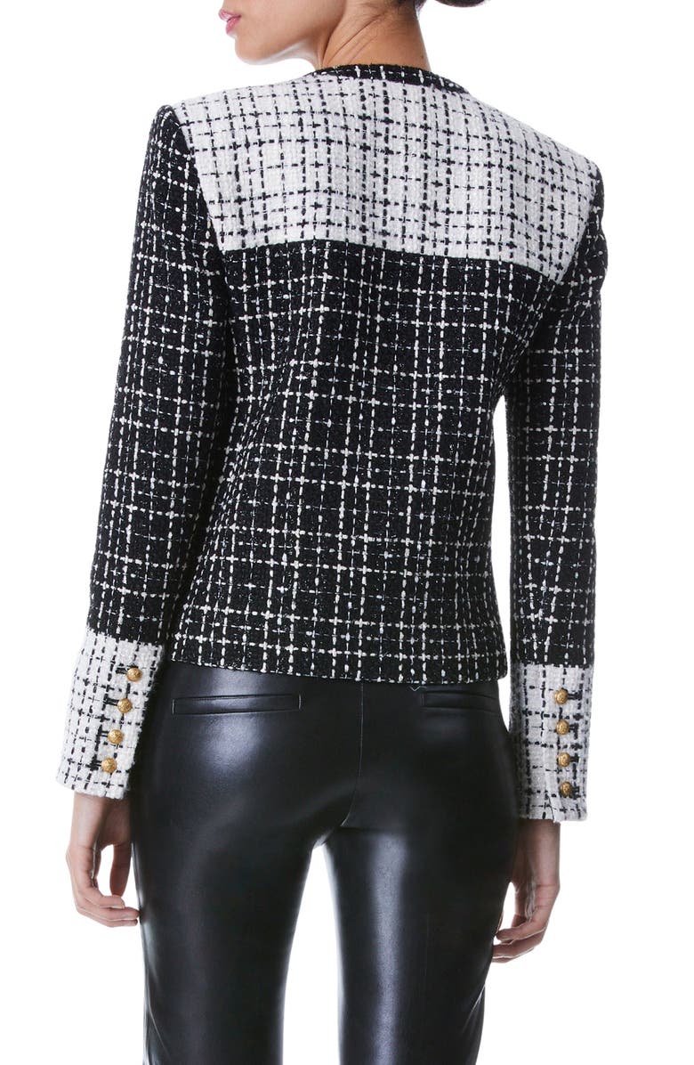 Alice + Olivia Jaydn Two-Tone Tweed Jacket, Alternate, color, 