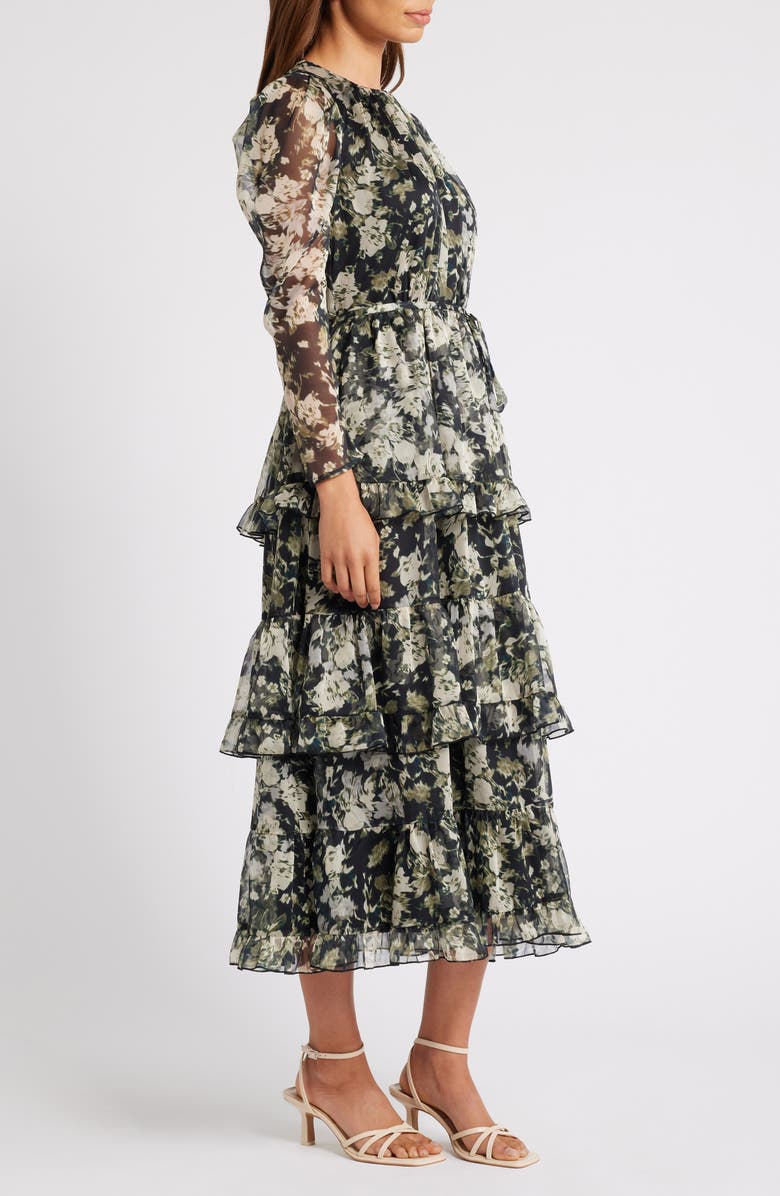 Chelsea28 Floral Long Sleeve Tiered Midi Dress, Alternate, color,