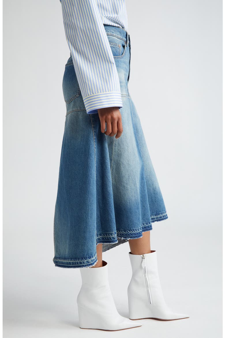 Deconstructed Cotton Denim Skirt, Alternate, color, VINTAGE WASH MID