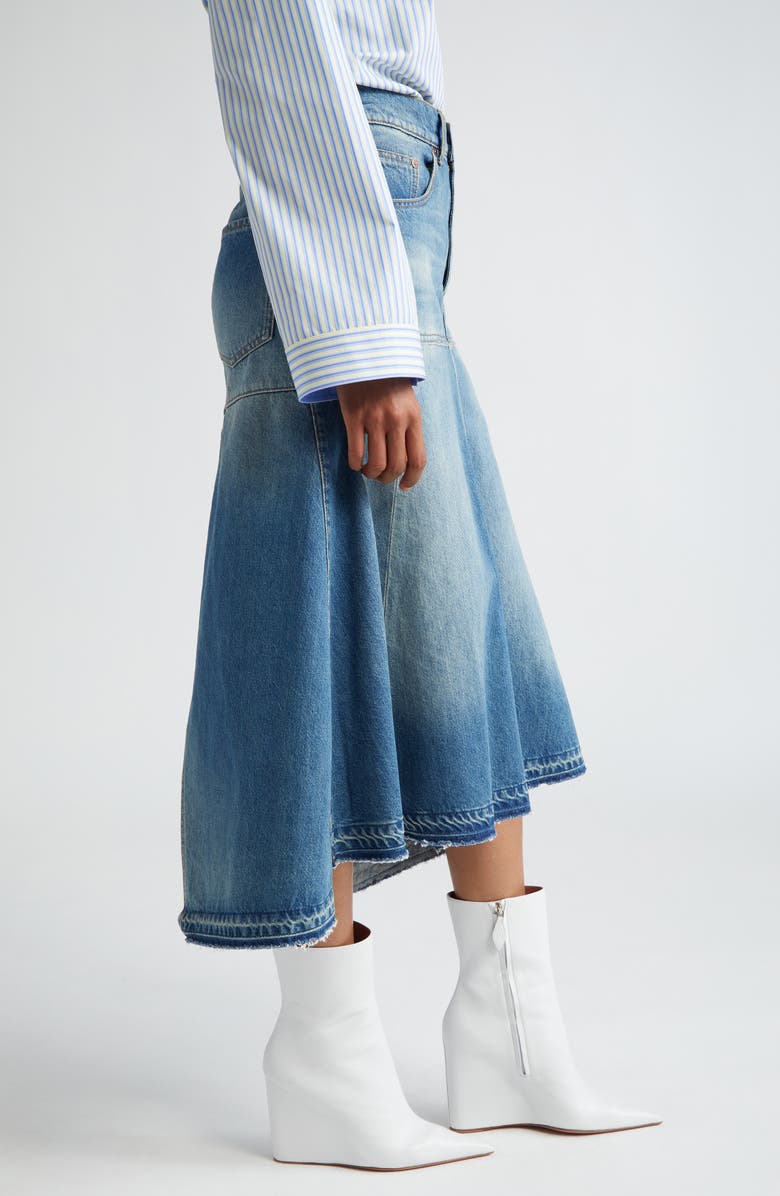 Victoria Beckham Deconstructed Cotton Denim Skirt, Alternate, color,