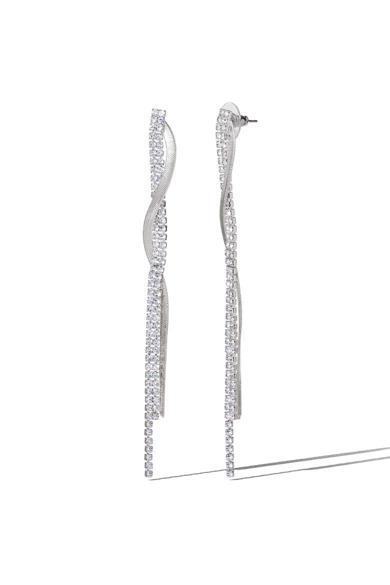 Silver Linear Drop Earrings, Alternate, color, Silver