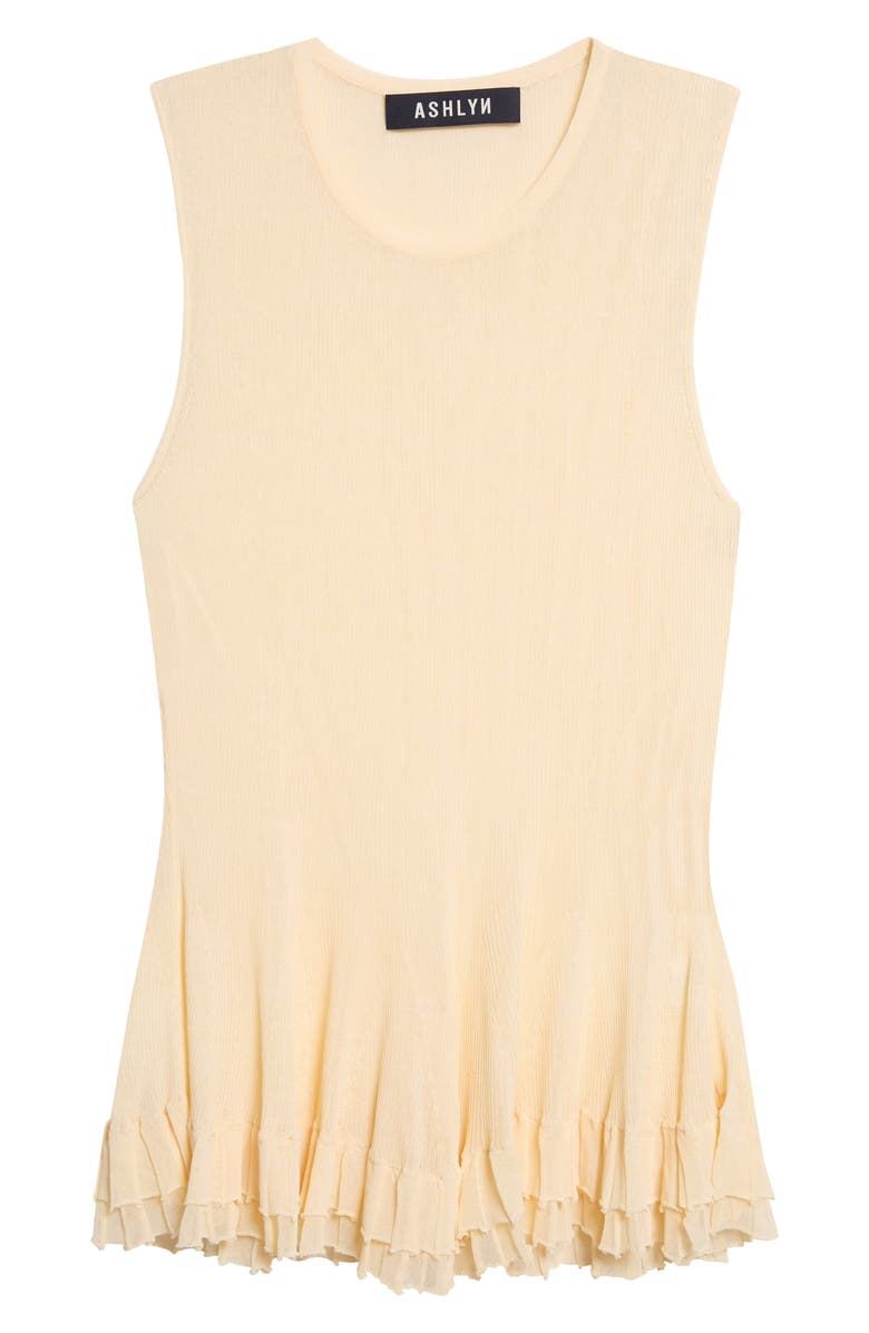 ASHLYN Bennett Ruffle Hem Sleeveless Sweater, Alternate, color, Cream