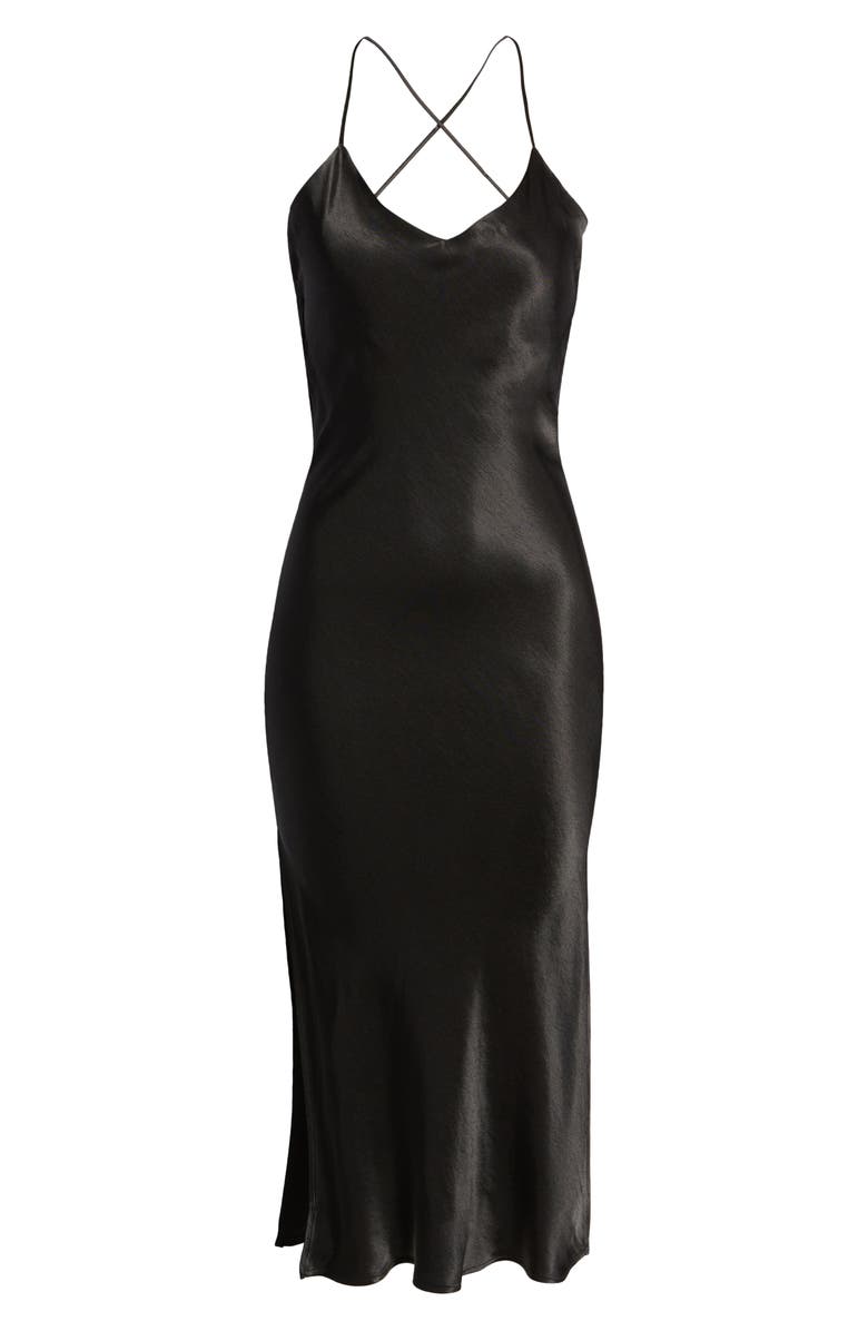 Topshop High Slit Satin Dress, Main, color,
