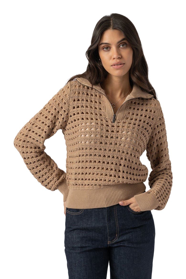 Ester Quarter Zip Knit, Alternate, color, Brown