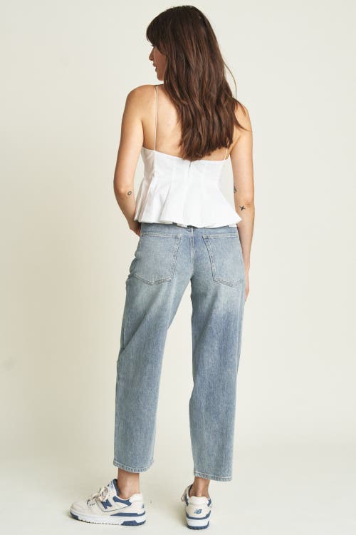 OLIVER LOGAN OLIVER LOGAN HARLOW BARREL LEG JEANS HIGH RISE LIGHT INDIGO WORN