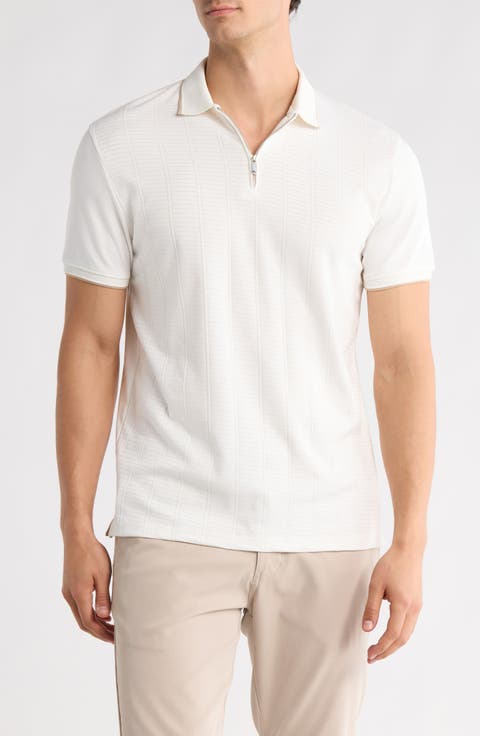 Quarter Zip Cotton Blend Polo Shirt