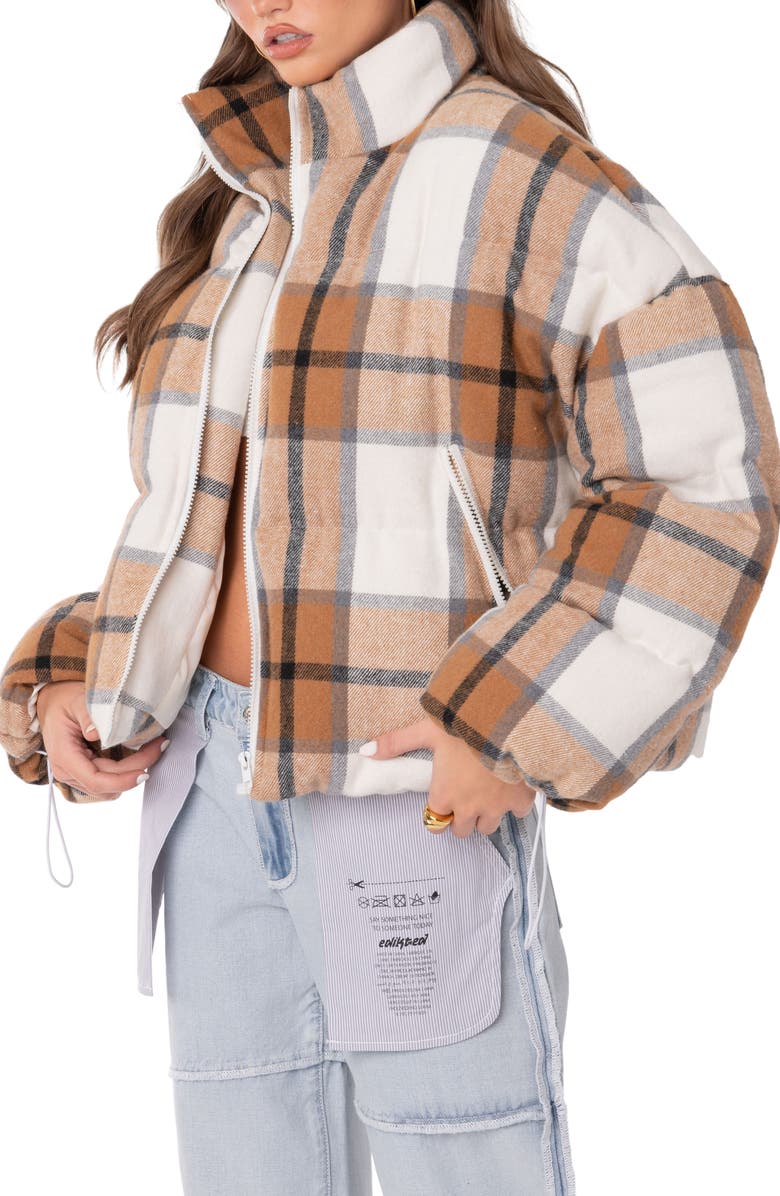 EDIKTED Presley Plaid Cotton Blend Puffer Jacket, Alternate, color, 